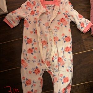 Little Me Pink and White Floral Footie